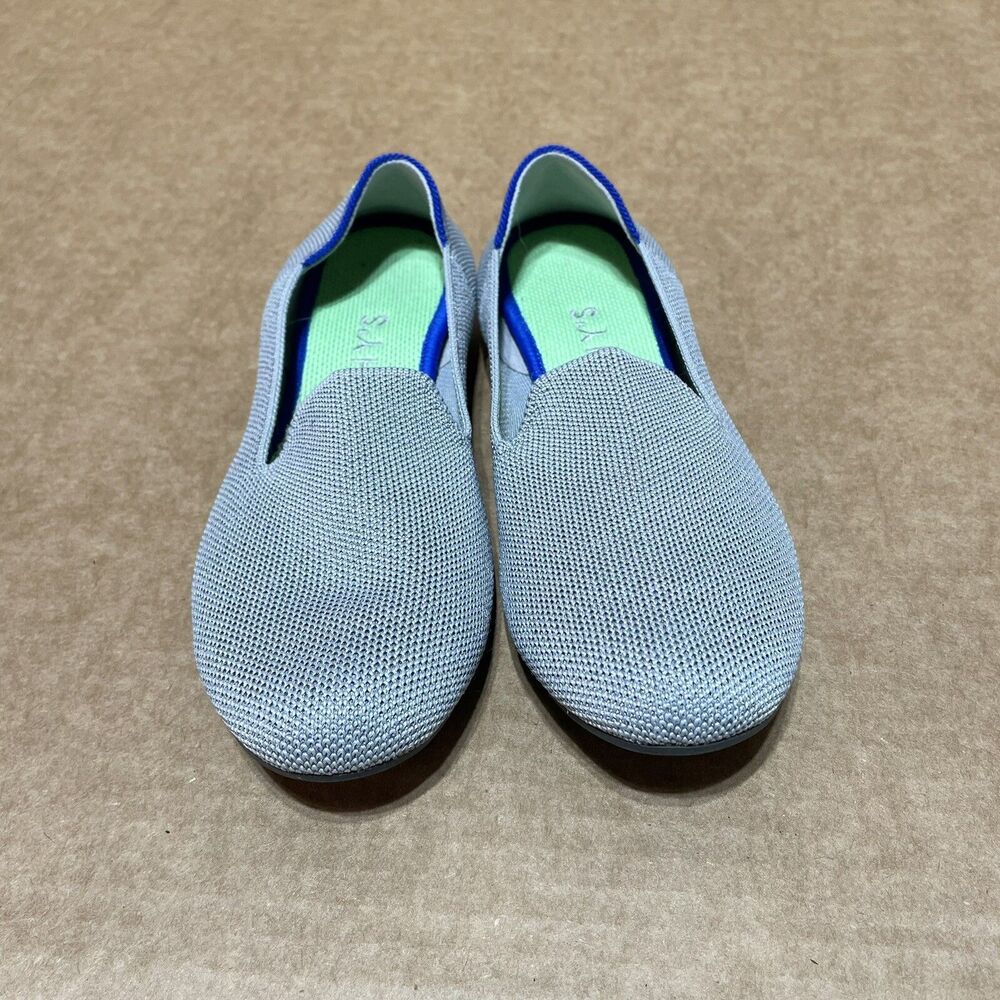 Rothy's The Flat Gray Ballet Flats Round Toe Womens Size 7 Dot Green EUC! - Picture 3 of 9